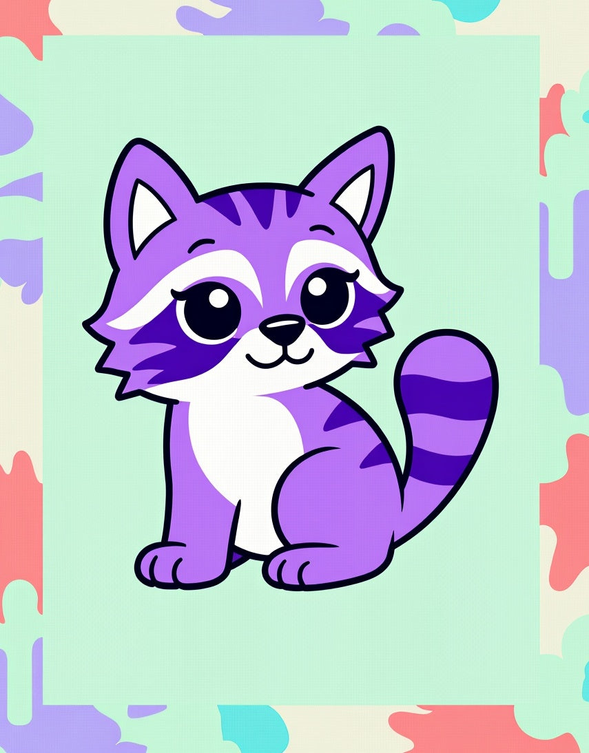 Purple Cat With Stripes Border Rug