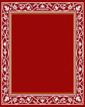 Rich Red Floral Vine Border Rug