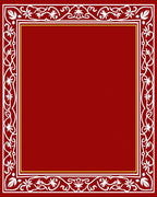 Rich Red Floral Vine Border Rug