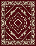 Burgundy Cream Floral Intricate Mandala Rug