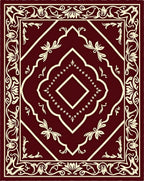 Burgundy Cream Floral Intricate Mandala Rug