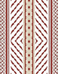 Crimson Feather Stripe Geometric Border Rug