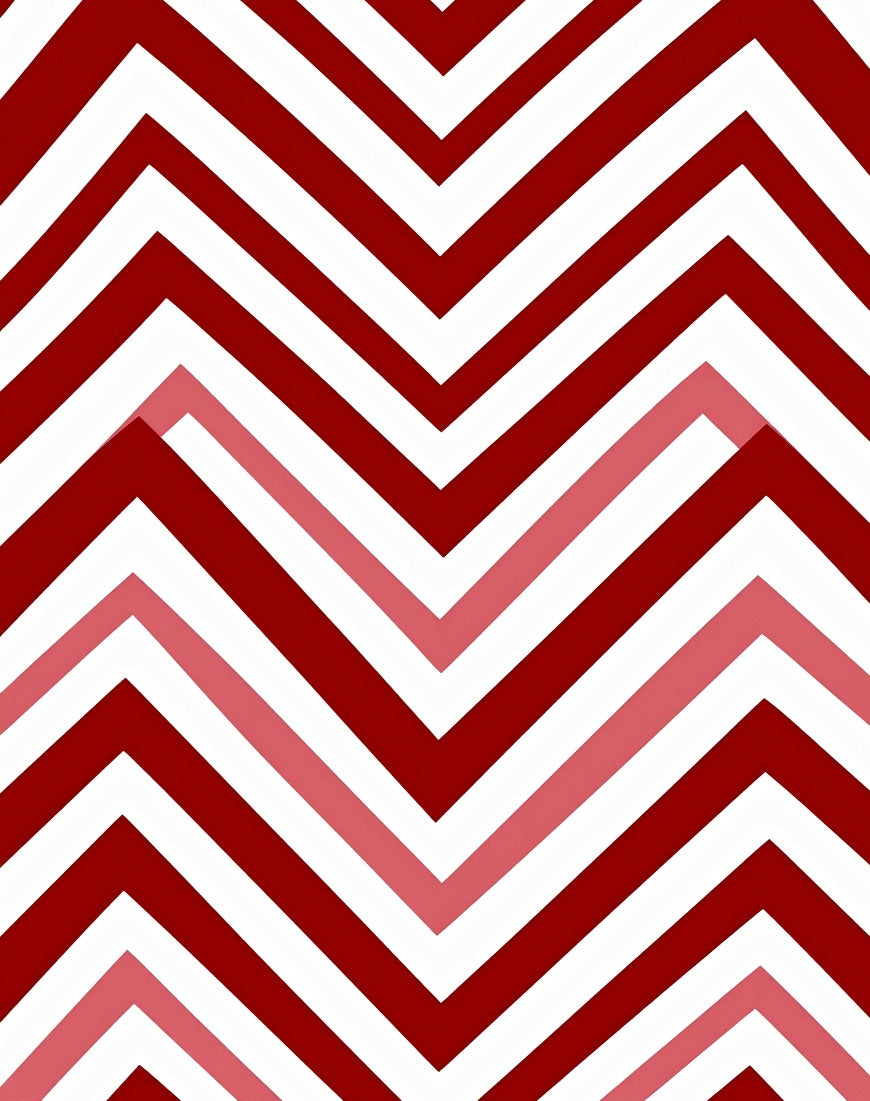 Red White Pink Chevron Bands Rug