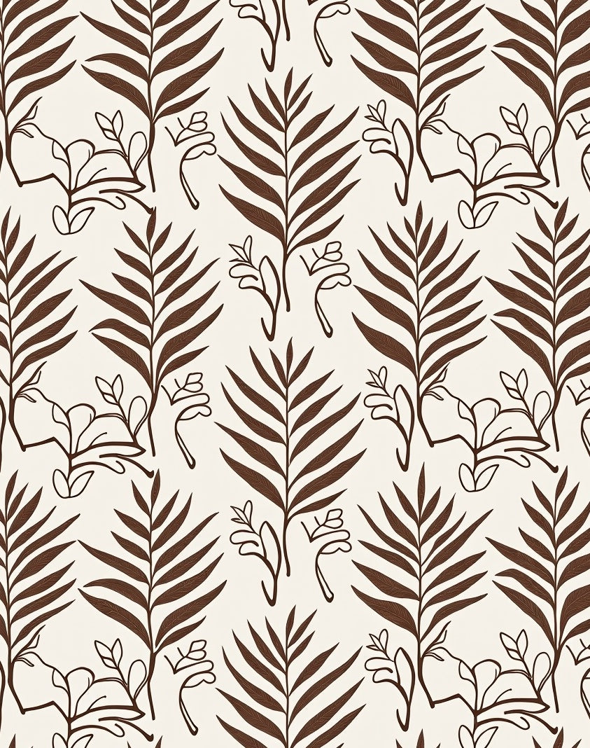Brown Leafy Branches Botanical Texture Rug