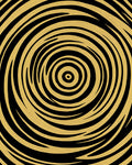 Golden Black Swirling Concentric Rings Rug