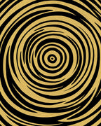 Golden Black Swirling Concentric Rings Rug