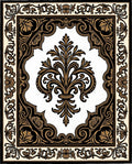 Elegant Black Gold Fleur-de-lis Medallion Rug