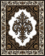 Elegant Black Gold Fleur-de-lis Medallion Rug