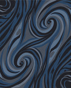 Deep Blue Swirling Brushstroke Rug