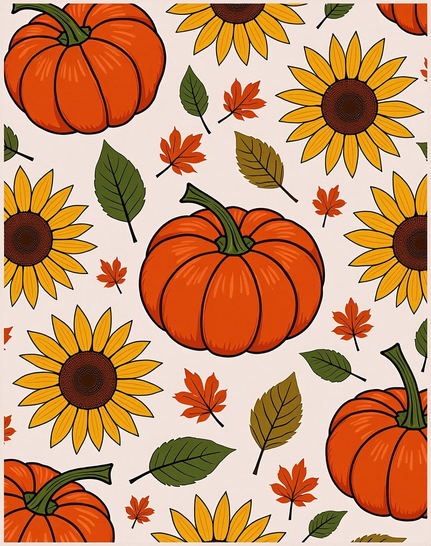 Orange Pumpkin Sunflower Autumn Leaves Rug