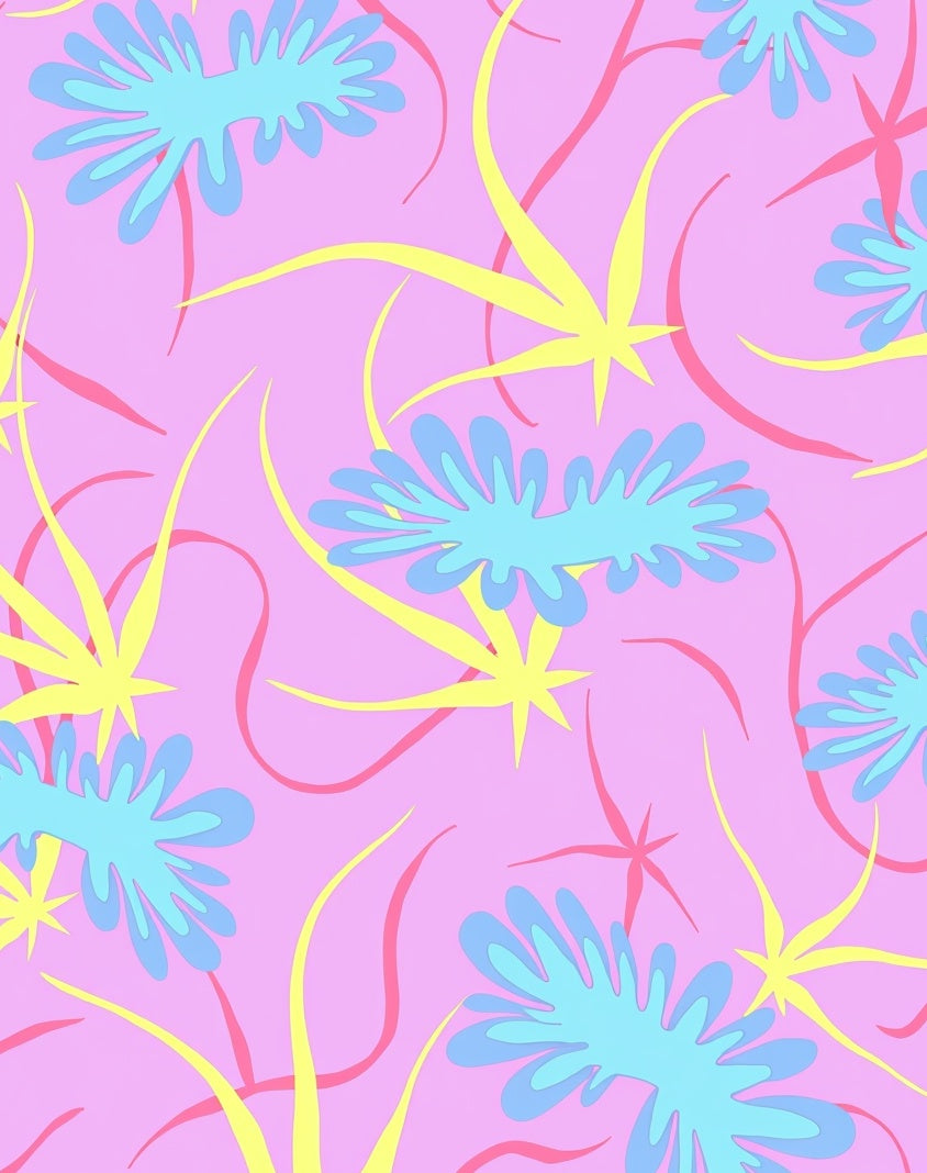 Pastel Pink Blue Floral Swirls Rug