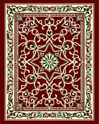 Deep Red Intricate Floral Medallion Rug