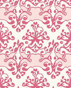 Crimson Floral Scrolls Damask Rug
