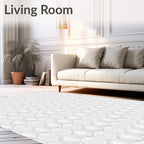 Geometric White Textured Hexagon Rug
