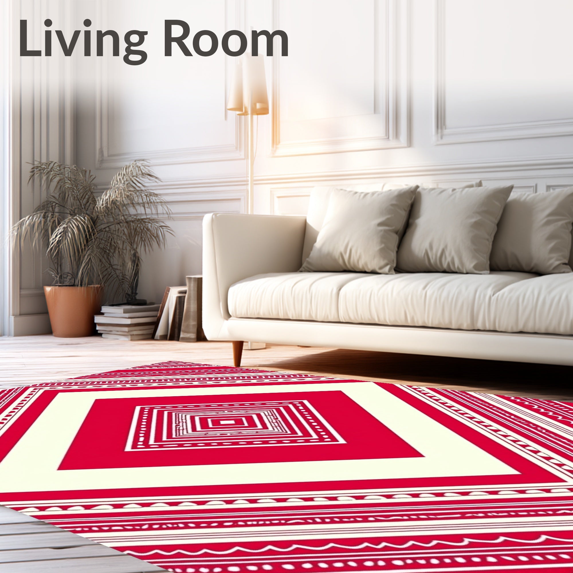 Bold Red Cream Diamond Tiling Rug