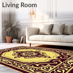 Maroon Golden Center Medallion Arch Rug