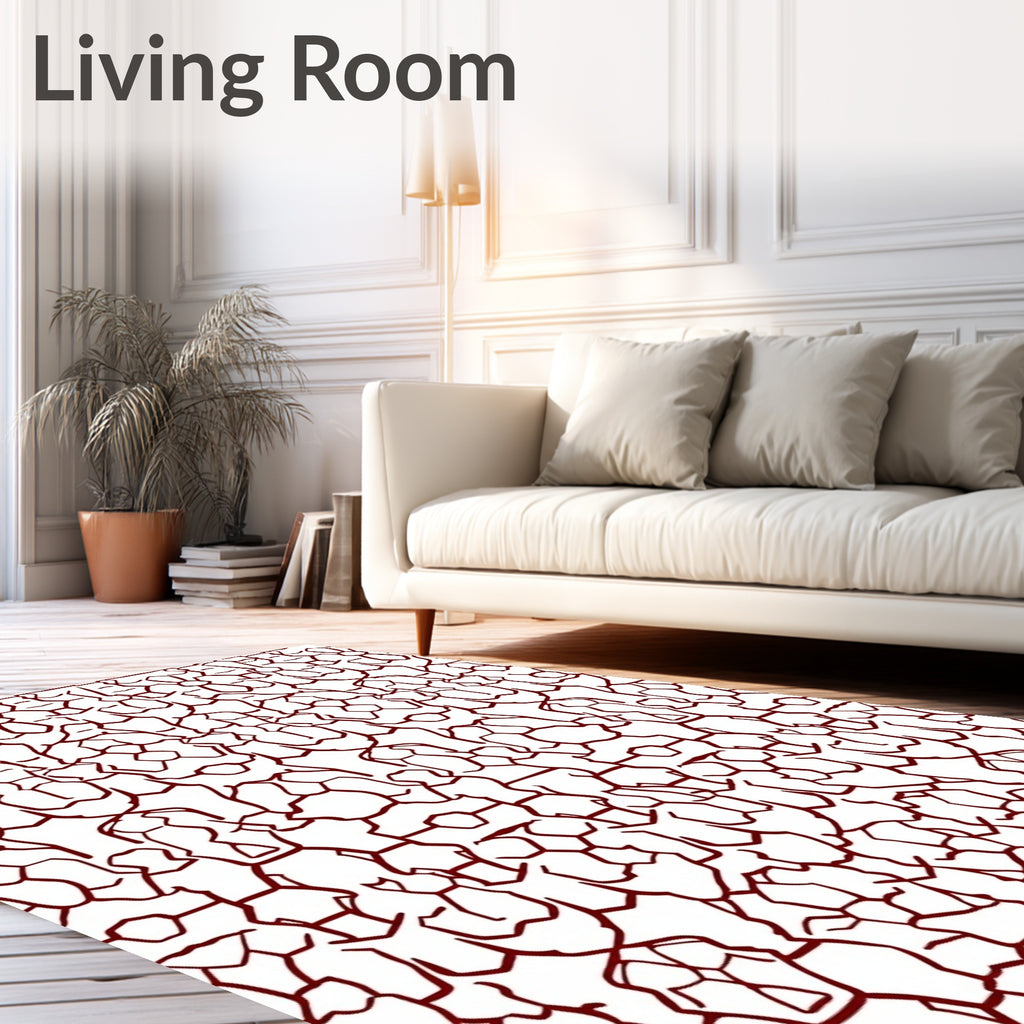 Deep Red Organic Geometric Art Rug