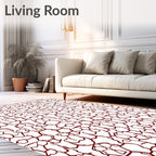 Deep Red Organic Geometric Art Rug