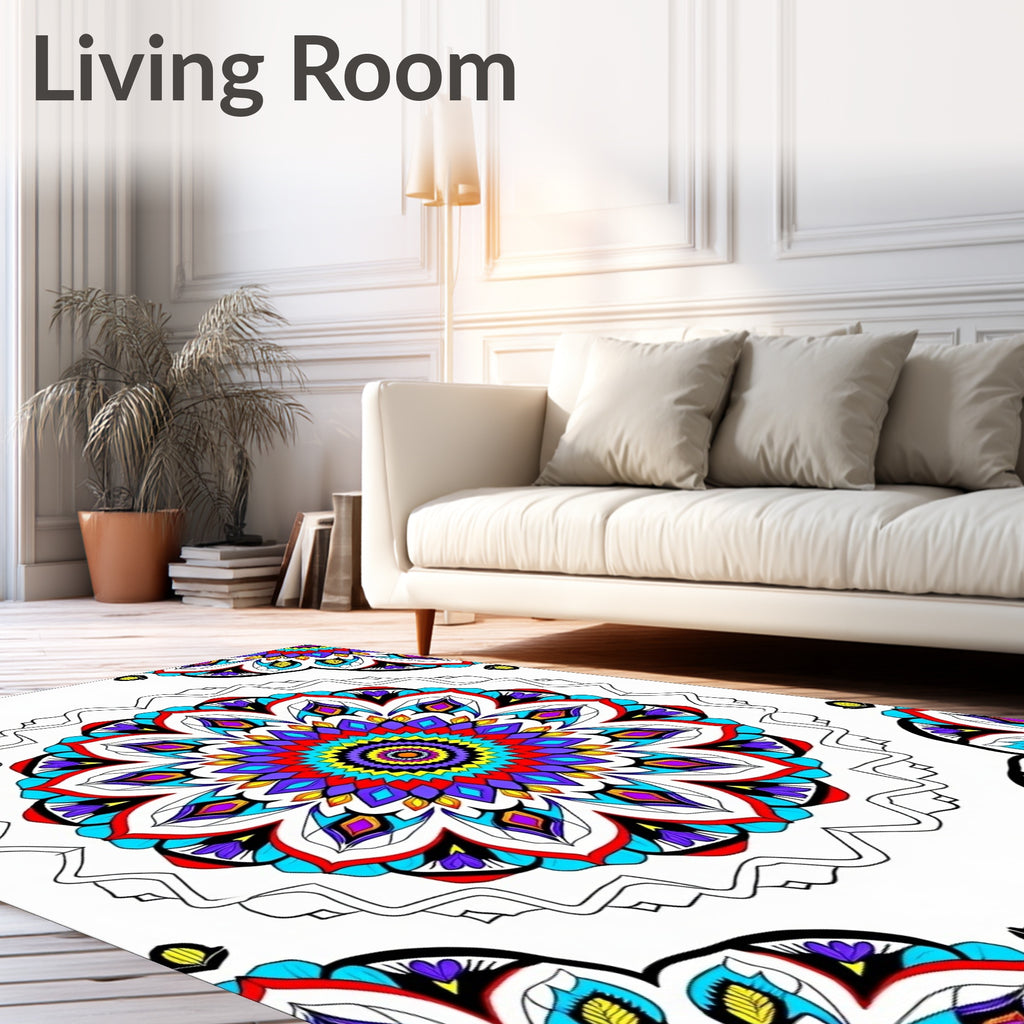 Vibrant Radial Mandala Color Burst Rug