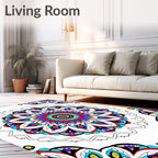 Vibrant Radial Mandala Color Burst Rug