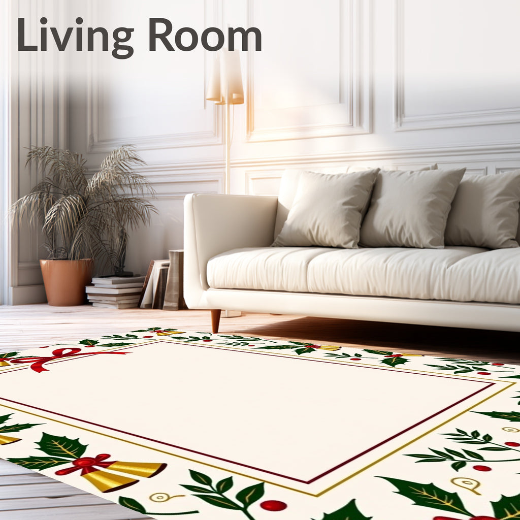 Red Holly Berry Bell Wreath Rug