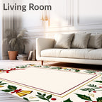 Red Holly Berry Bell Wreath Rug
