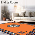 Orange Compass Rose Border Rug
