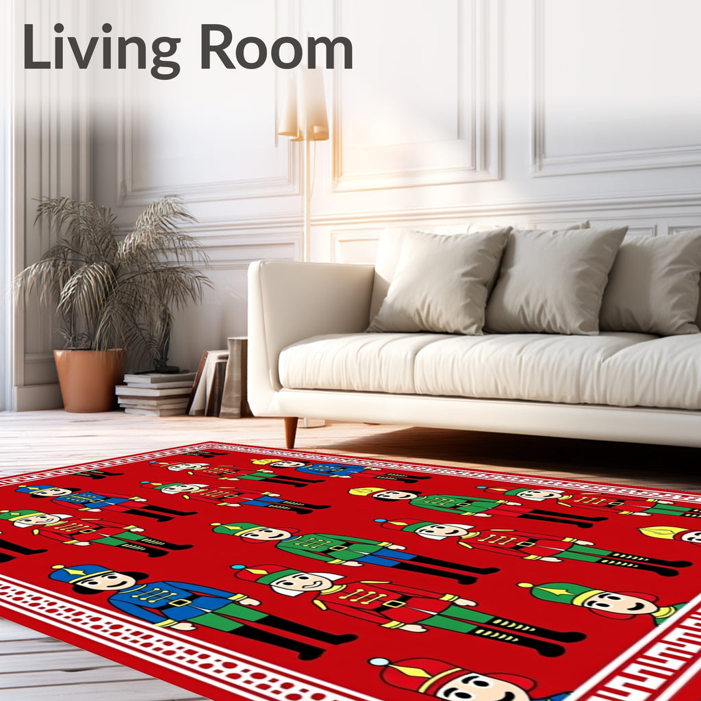 Cheery Nutcracker Soldier Red Cream Rug