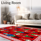 Cheery Nutcracker Soldier Red Cream Rug
