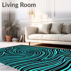 Vibrant Aqua Swirl Abstract Lines Rug