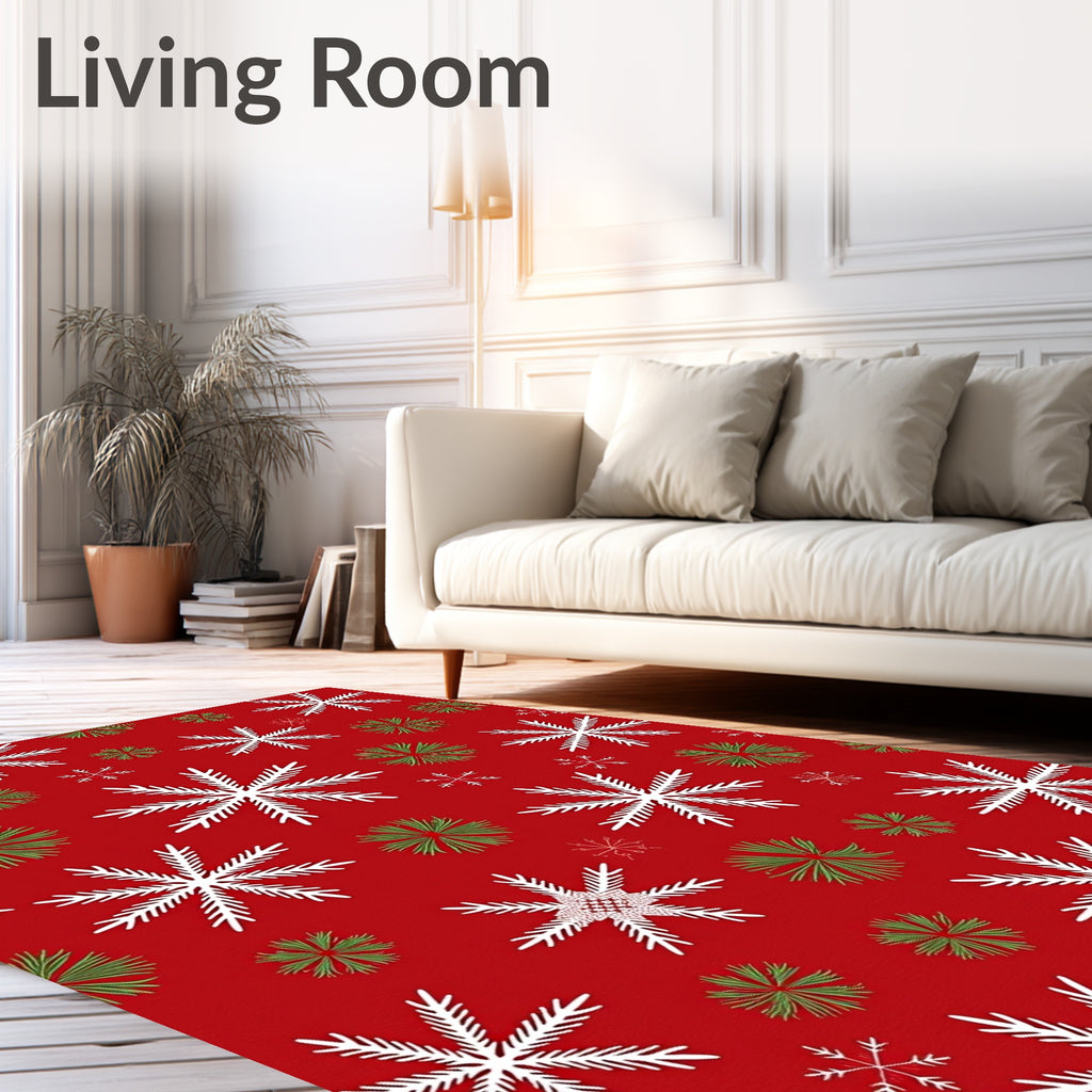 Red White Green Snowflake Explosion Rug