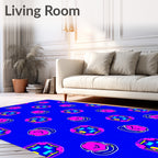 Retro Pink Geometric Abstract Round Rug