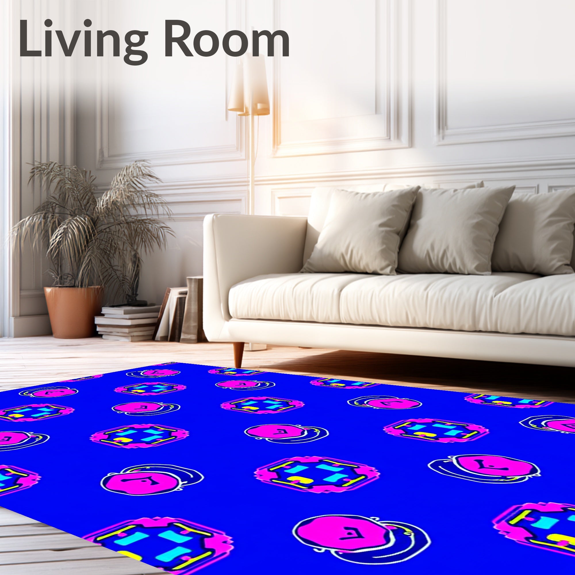 Retro Pink Geometric Abstract Round Rug