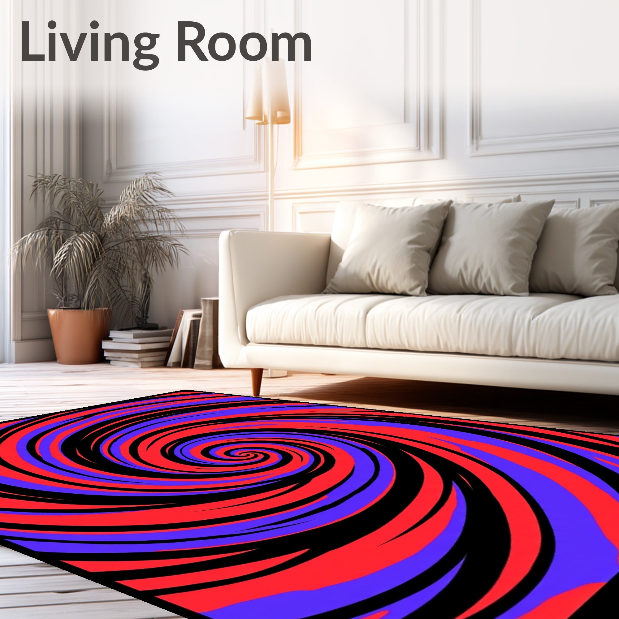 Vibrant Red Purple Swirl Rug