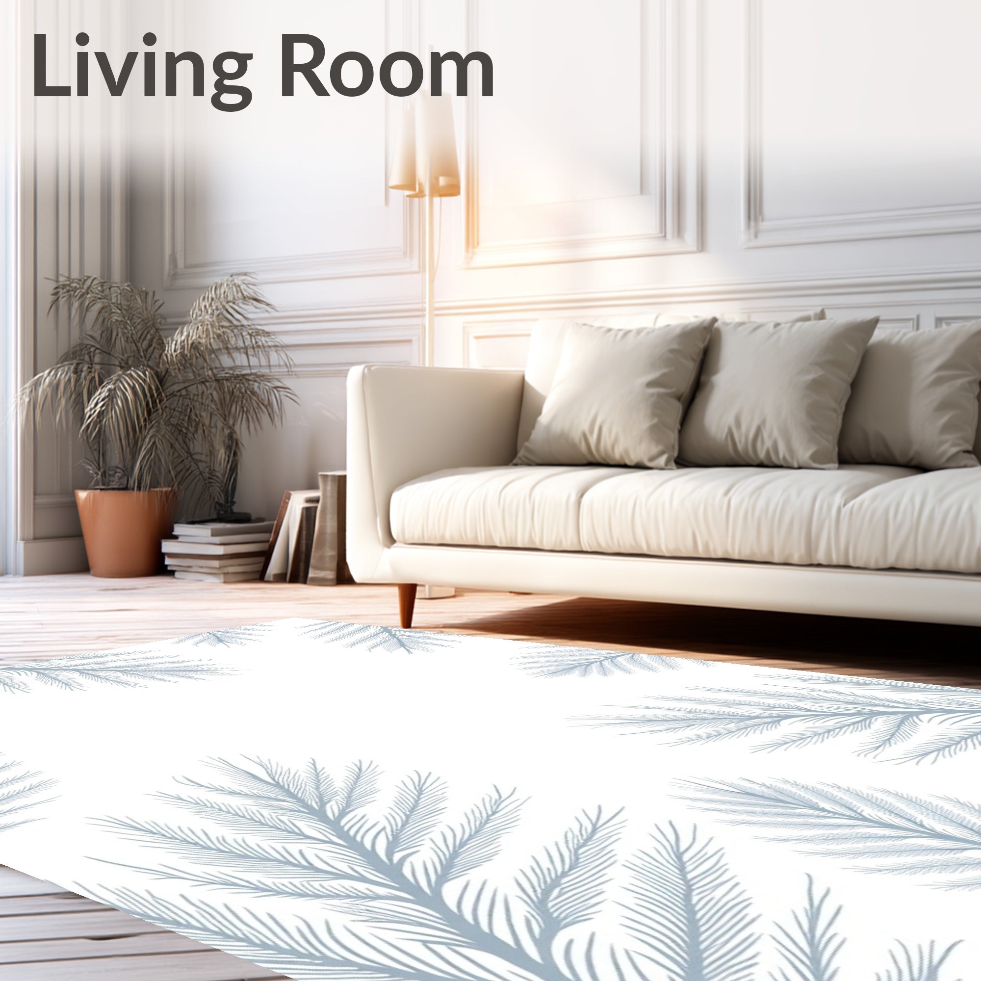 Soft Blue Fern Frond Cluster Rug