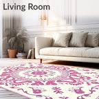 Fuchsia Floral Medallion Ornate Rug