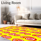 Red Swirls Abstract Geometric Design Rug