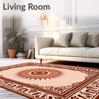 Terracotta Sunburst Bordered Medallion Rug