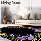 Art Nouveau Black Floral Border Rug
