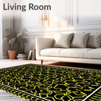 Black Yellow Geometric Hexagon Rug