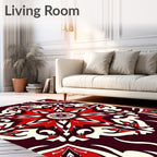 Bold Crimson Cream Ornamental Star Rug