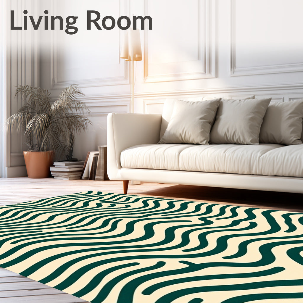 Classic Teal Wave Lines Rug
