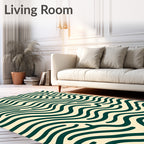 Classic Teal Wave Lines Rug