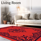 Vibrant Crimson Floral Frame Rug