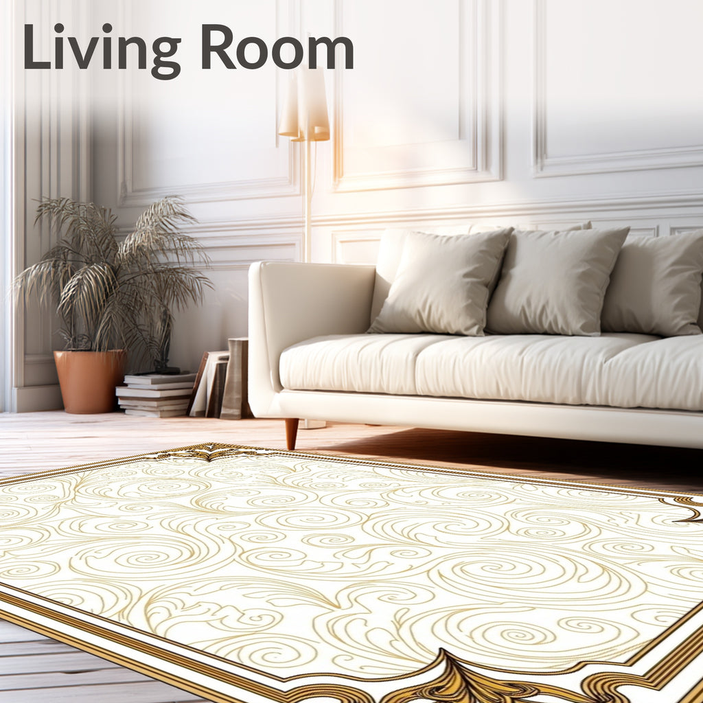 Golden Swirl Floral Ornament Rug