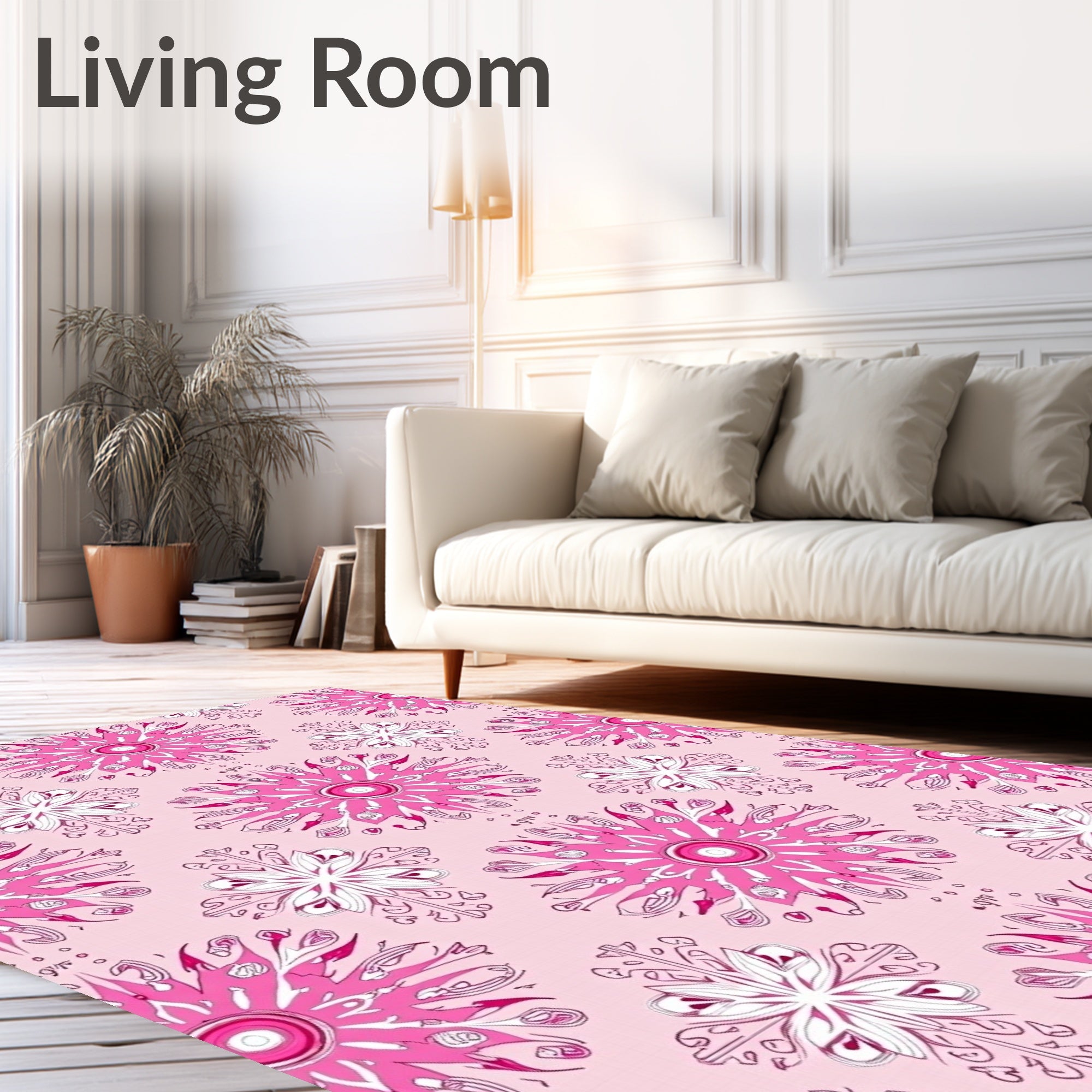 Pink Floral Medallion Repeat Rug