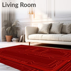 Futuristic Red Circuit Board Lines Rug