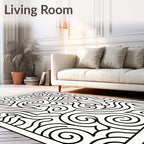 Black Swirl Abstract Flow Rug
