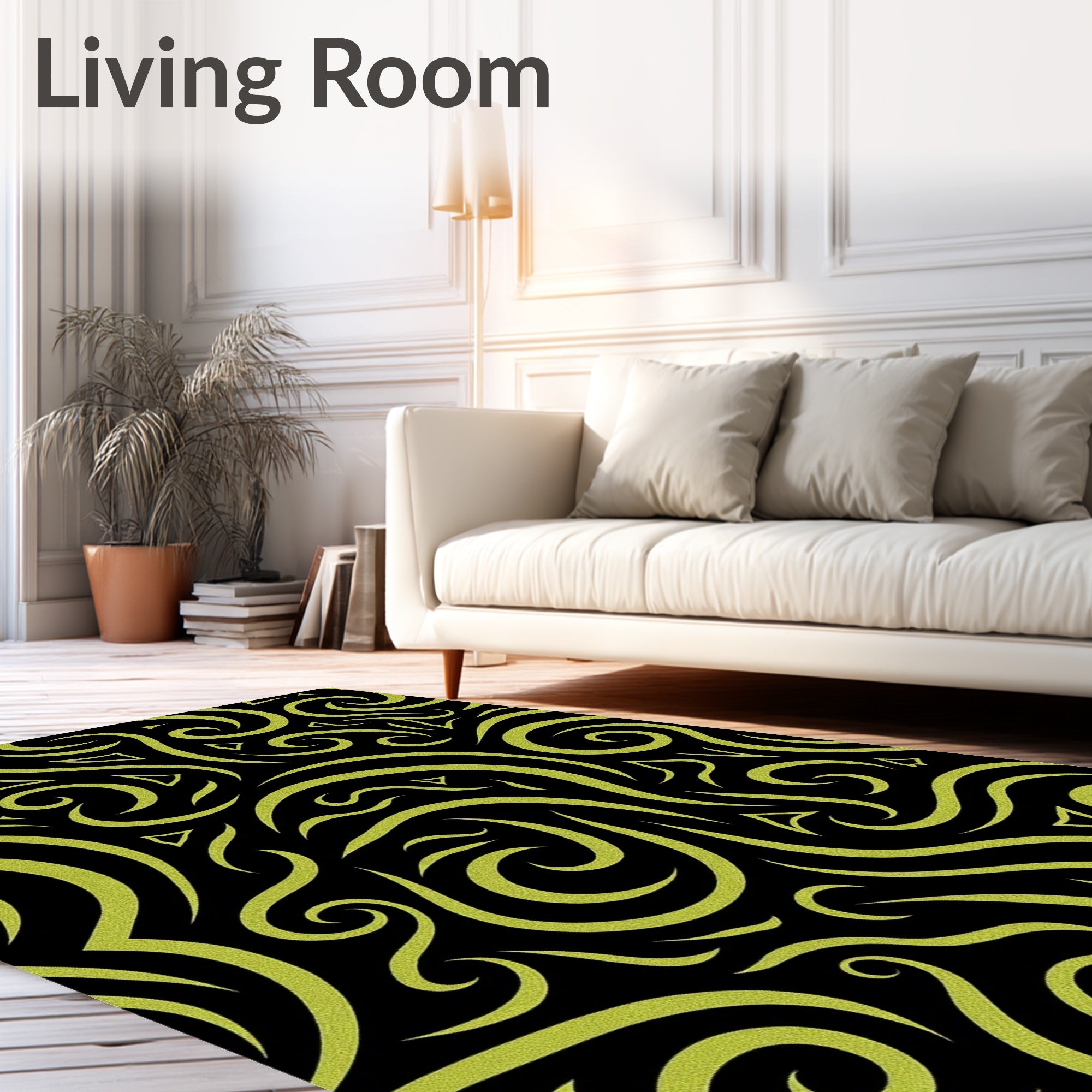 Lime Green Swirl Triangles Rug