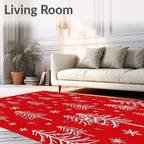 White Evergreen Forest Snowfall Rug